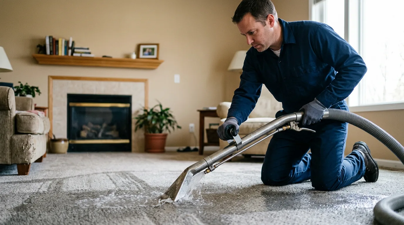 Water damage restoration technician working near Binghamton, NY